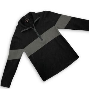 Y2K Banana Republic Merino Wool Quarter Zip Sweater – Black & Gray Color Block